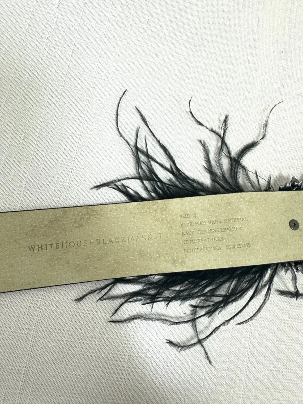 Medium Black Crystal Feather Stretchy White House Black Market Belt